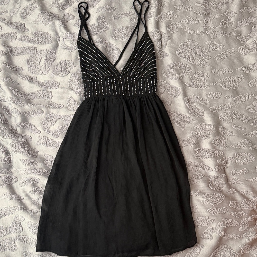 Zara Black Backless Dress with Strappy Design